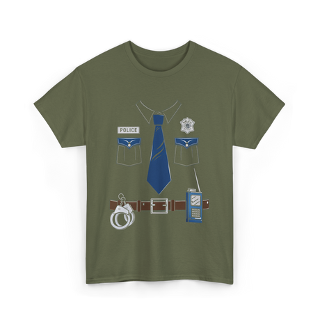 Police Uniform Police Officer Costume T-Shirt - Military Green