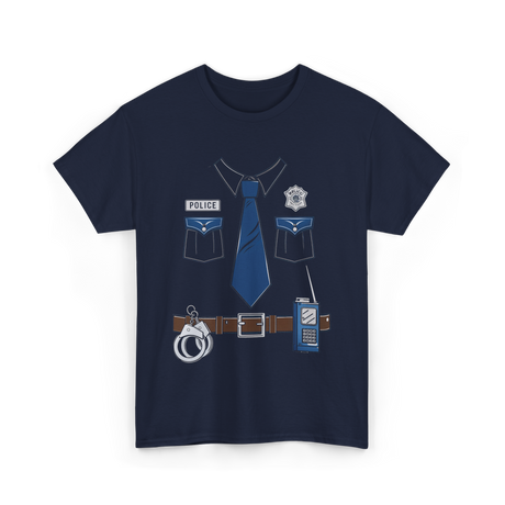 Police Uniform Police Officer Costume T-Shirt - Navy