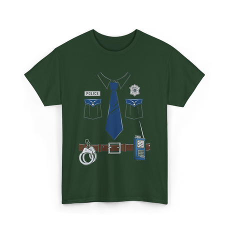 Police Uniform Police Officer Costume T-Shirt - Forest Green