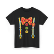 Polka Dot Bow Tie Suspenders Clown T-Shirt - Black