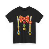 Polka Dot Bow Tie Suspenders Clown T-Shirt - Black