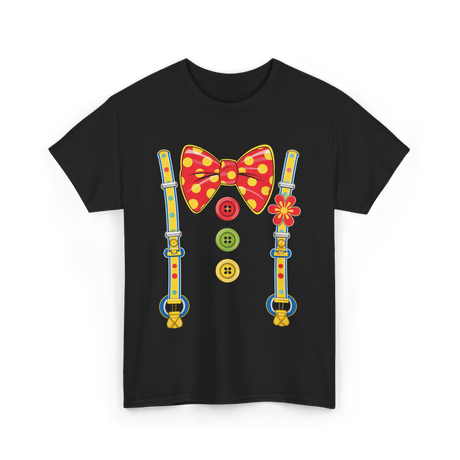 Polka Dot Bow Tie Suspenders Clown T-Shirt - Black