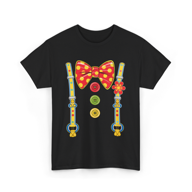 Polka Dot Bow Tie Suspenders Clown T-Shirt - Black