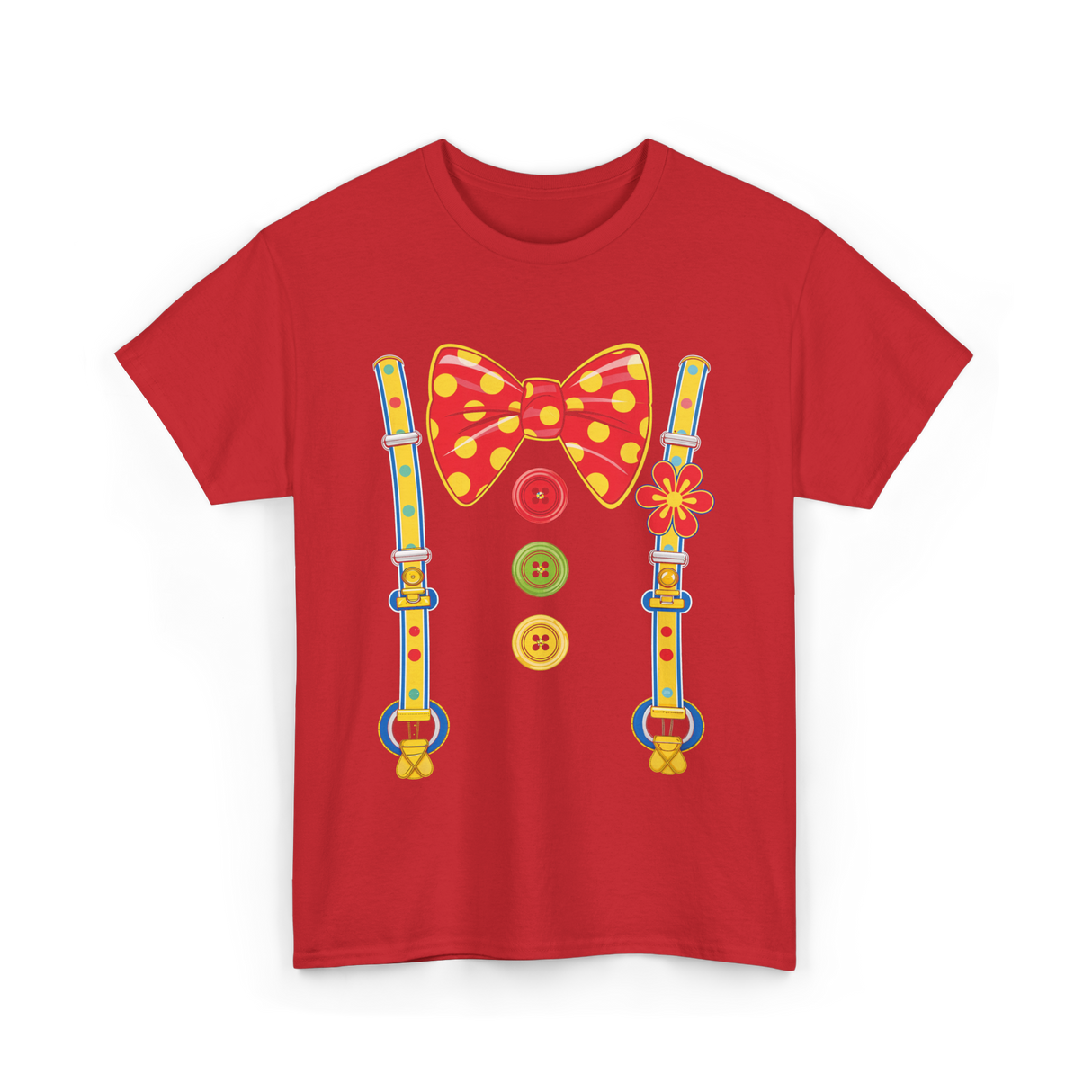 Polka Dot Bow Tie Suspenders Clown T-Shirt - Red