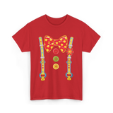 Polka Dot Bow Tie Suspenders Clown T-Shirt - Red