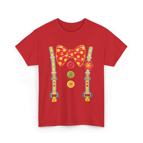 Polka Dot Bow Tie Suspenders Clown T-Shirt - Red