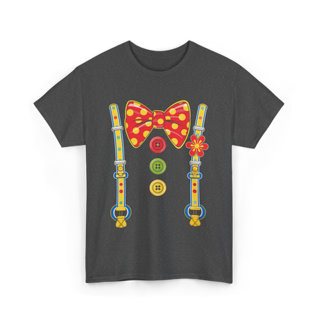 Polka Dot Bow Tie Suspenders Clown T-Shirt - Dark Heather