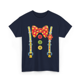 Polka Dot Bow Tie Suspenders Clown T-Shirt - Navy