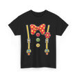 Polka Dot Bowtie Suspenders Fashion T-Shirt - Black