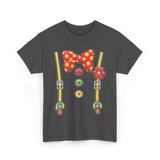 Polka Dot Bowtie Suspenders Fashion T-Shirt - Dark Heather