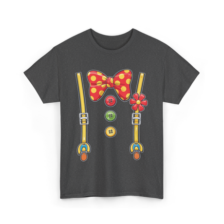 Polka Dot Bowtie Suspenders Fashion T-Shirt - Dark Heather