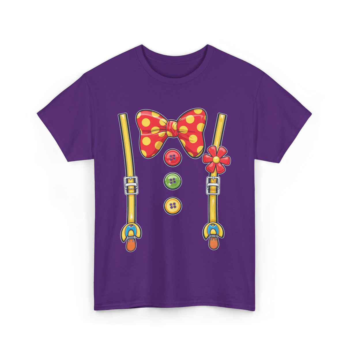 Polka Dot Bowtie Suspenders Fashion T-Shirt - Purple