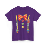 Polka Dot Bowtie Suspenders Fashion T-Shirt - Purple