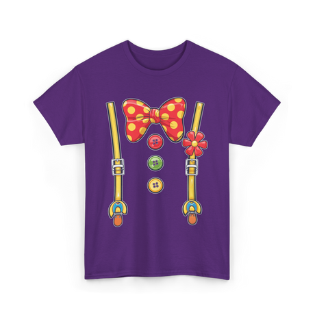 Polka Dot Bowtie Suspenders Fashion T-Shirt - Purple