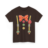 Polka Dot Bowtie Suspenders Fashion T-Shirt - Dark Chocolate