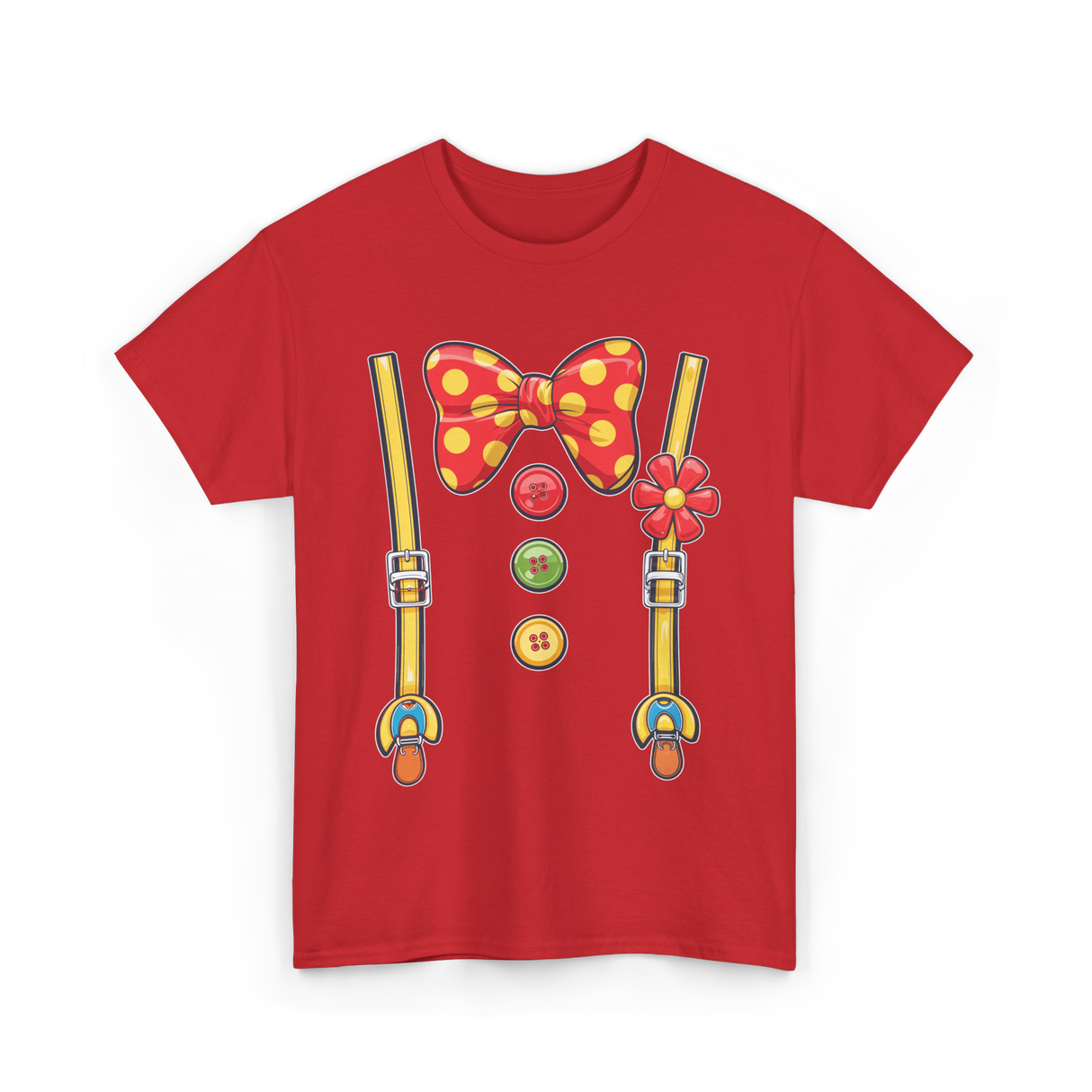 Polka Dot Bowtie Suspenders Fashion T-Shirt - Red