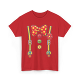 Polka Dot Bowtie Suspenders Fashion T-Shirt - Red