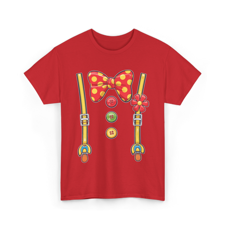 Polka Dot Bowtie Suspenders Fashion T-Shirt - Red