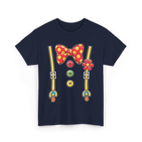 Polka Dot Bowtie Suspenders Fashion T-Shirt - Navy