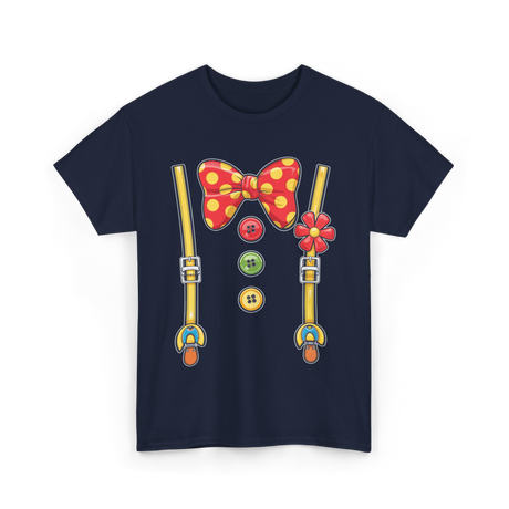 Polka Dot Bowtie Suspenders Fashion T-Shirt - Navy