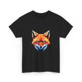 Polygonal Fox Animal Graphic Art T-Shirt - Black