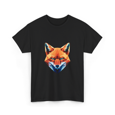 Polygonal Fox Animal Graphic Art T-Shirt - Black