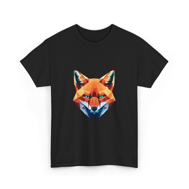 Polygonal Fox Animal Graphic Art T-Shirt - Black