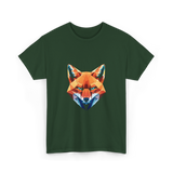 Polygonal Fox Animal Graphic Art T-Shirt - Forest Green