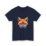 Polygonal Fox Animal Graphic Art T-Shirt - Navy