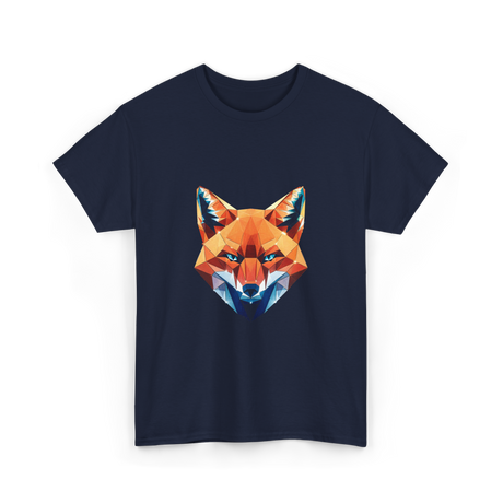 Polygonal Fox Animal Graphic Art T-Shirt - Navy