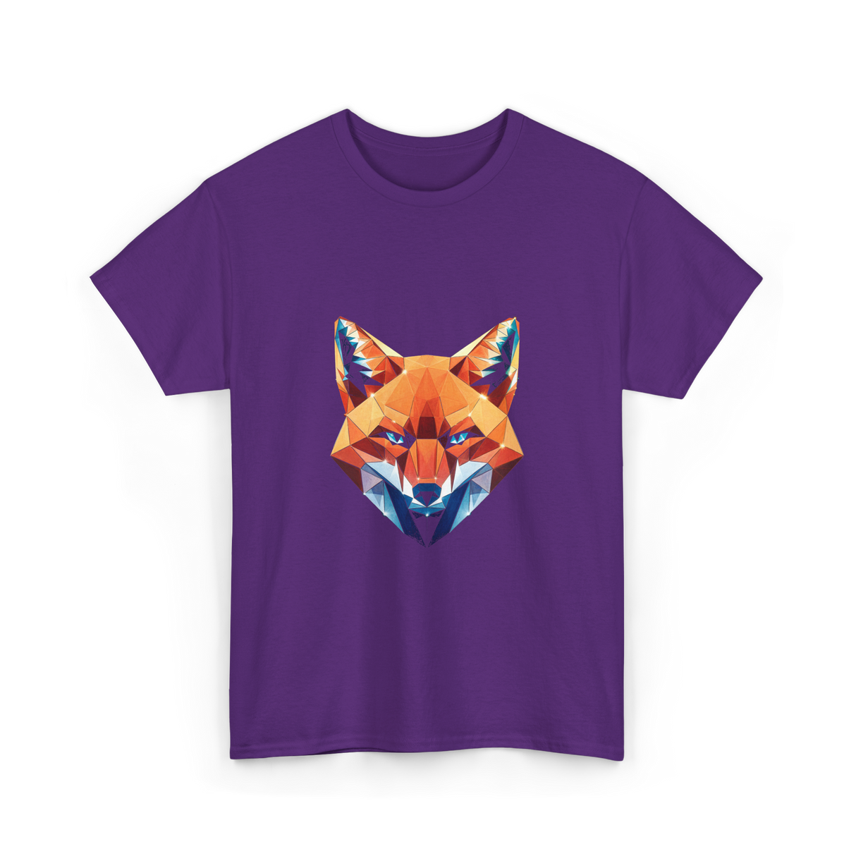 Polygonal Fox Animal Graphic Art T-Shirt - Purple