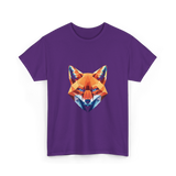 Polygonal Fox Animal Graphic Art T-Shirt - Purple