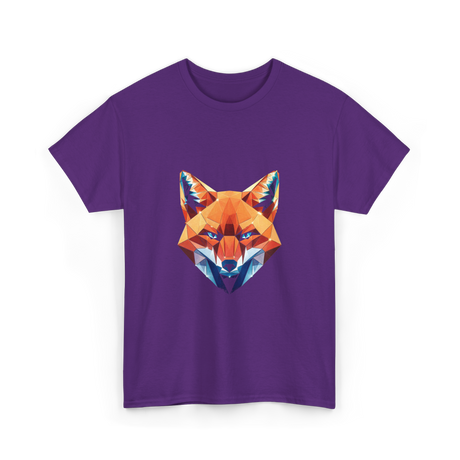 Polygonal Fox Animal Graphic Art T-Shirt - Purple