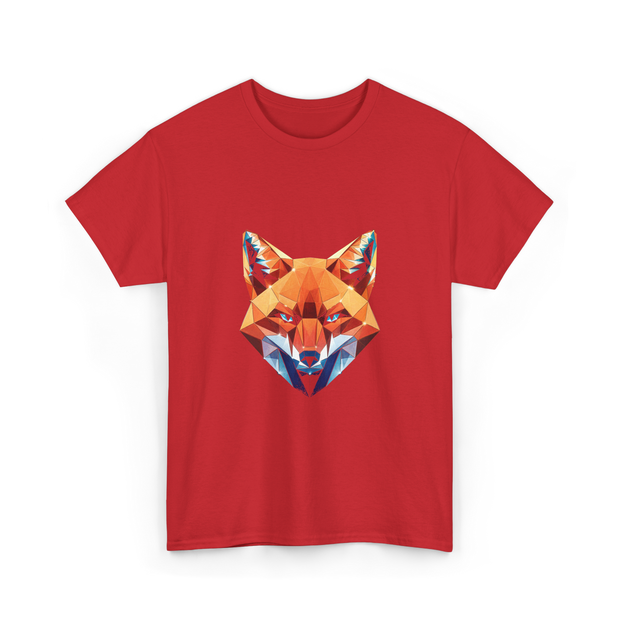 Polygonal Fox Animal Graphic Art T-Shirt - Red