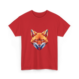 Polygonal Fox Animal Graphic Art T-Shirt - Red