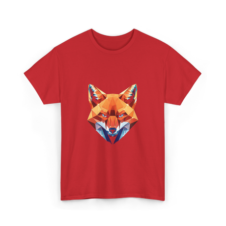 Polygonal Fox Animal Graphic Art T-Shirt - Red