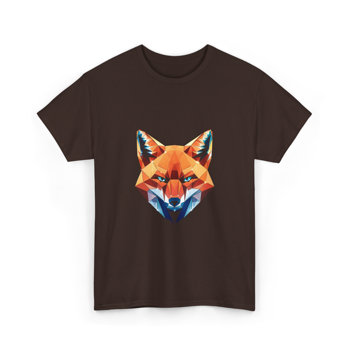 Polygonal Fox Animal Graphic Art T-Shirt - Dark Chocolate