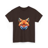 Polygonal Fox Animal Graphic Art T-Shirt - Dark Chocolate