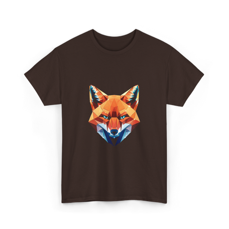 Polygonal Fox Animal Graphic Art T-Shirt - Dark Chocolate