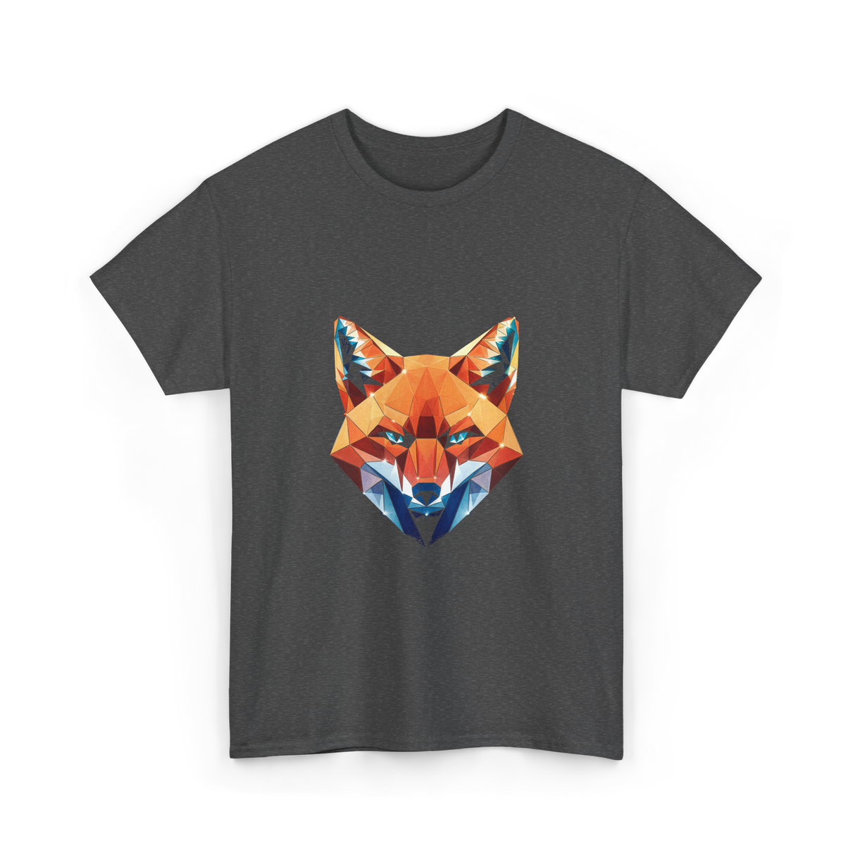 Polygonal Fox Animal Graphic Art T-Shirt - Dark Heather