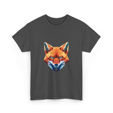 Polygonal Fox Animal Graphic Art T-Shirt - Dark Heather