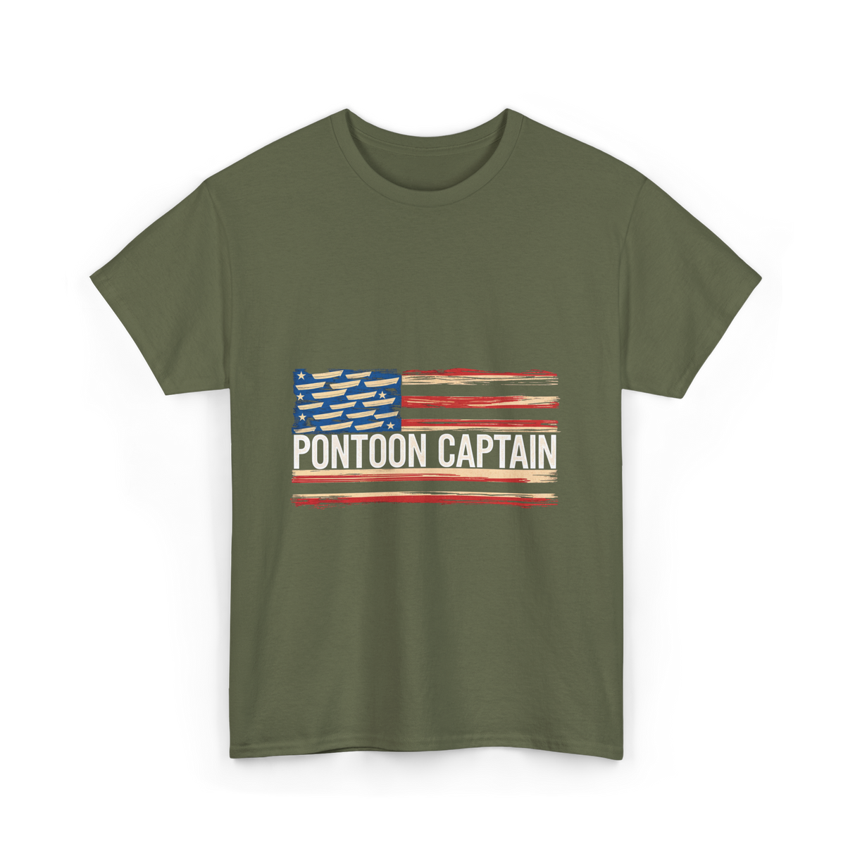 Pontoon Captain Boating Watercraft T-Shirt - Military Green