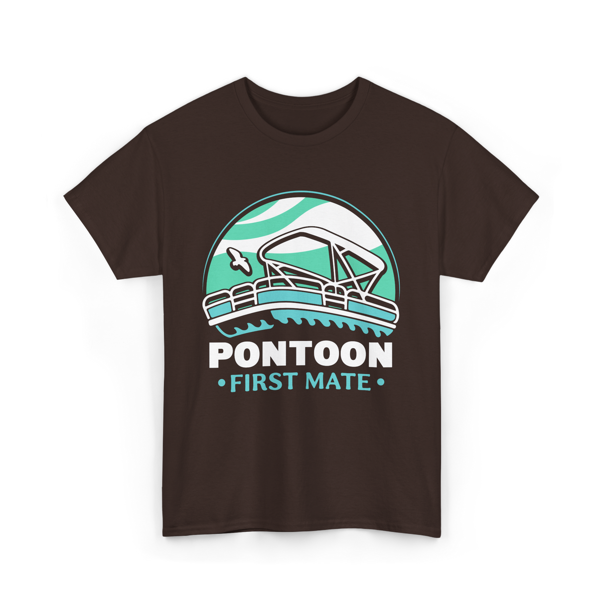 Pontoon First Mate Boating T-Shirt - Dark Chocolate