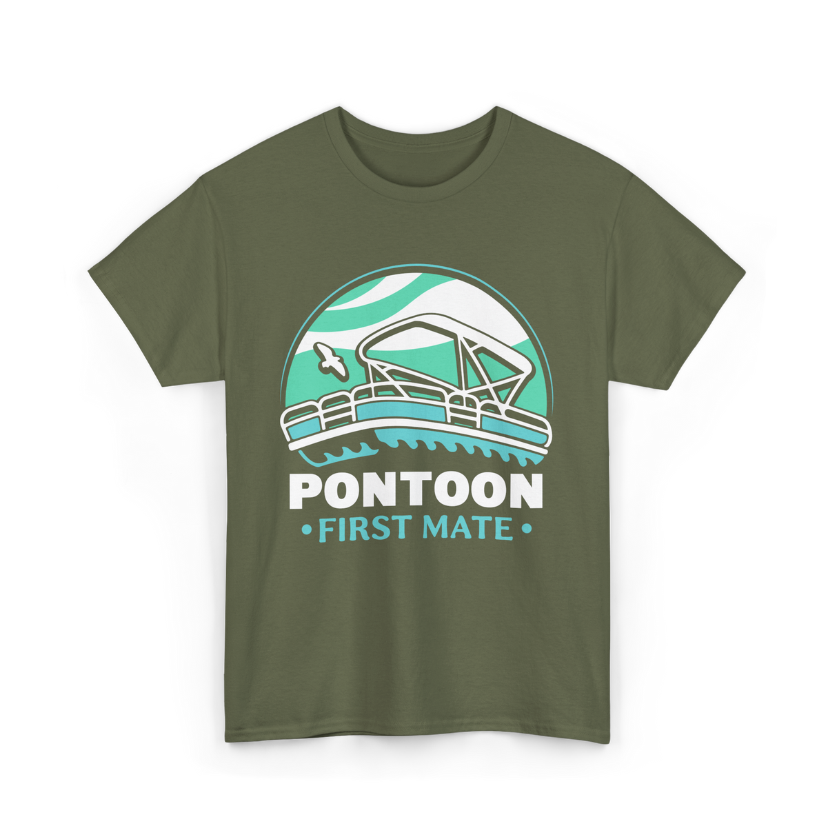 Pontoon First Mate Boating T-Shirt - Military Green