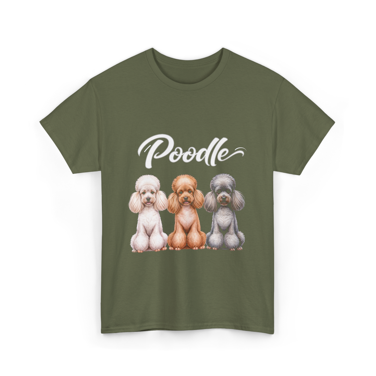 Poodle Dog Breeds Poodle T-Shirt - Military Green