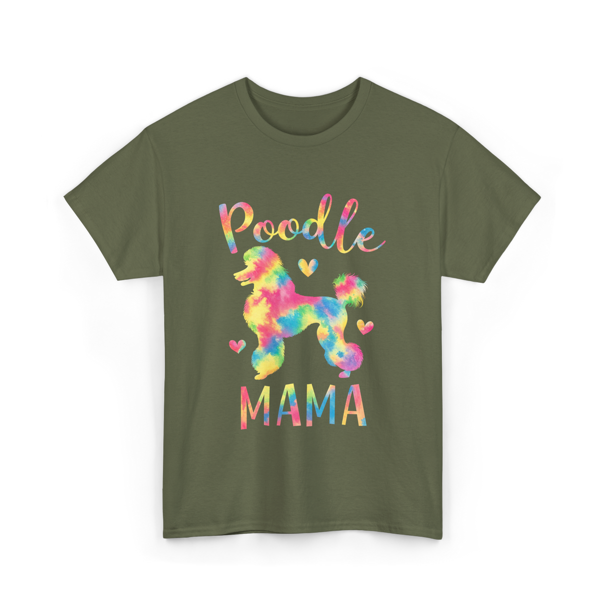 Poodle Mama Colorful Poodle T-Shirt - Military Green