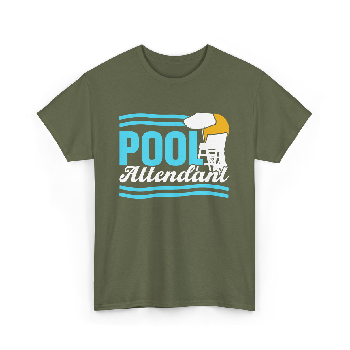 Pool Attendant Lifeguard Swimming T-Shirt - Military Green