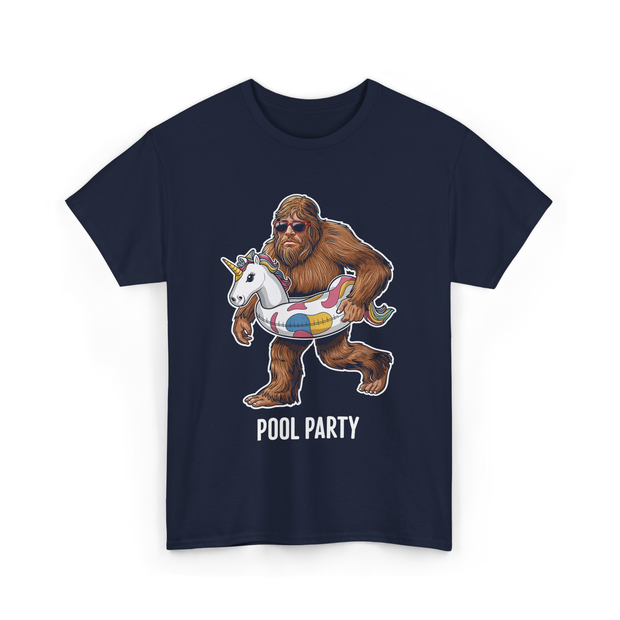 Pool Party Bigfoot Unicorn T-Shirt - Navy