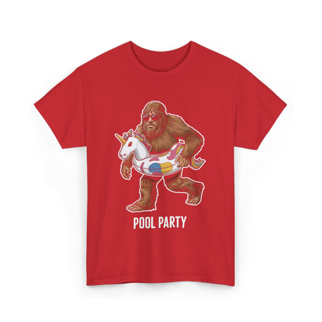 Pool Party Bigfoot Unicorn T-Shirt - Red