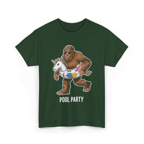 Pool Party Bigfoot Unicorn T-Shirt - Forest Green